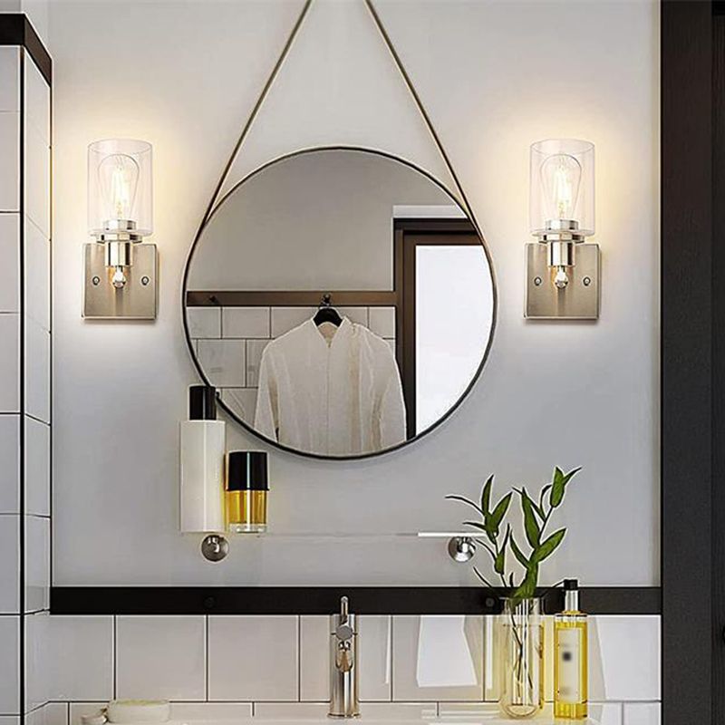 Silva Applique Murale Miroir Cylindrique Moderne, Verre/Métal, Noir/Or/Nickel, Chambre - Neutralighting
