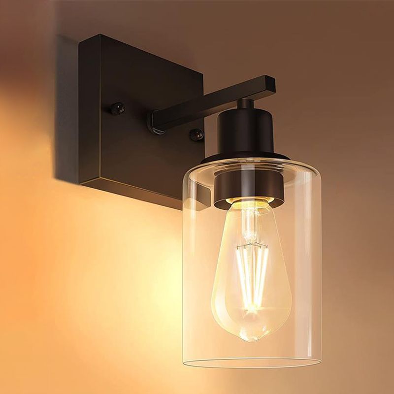 Silva Applique Murale Miroir Cylindrique Moderne, Verre/Métal, Noir/Or/Nickel, Chambre - Neutralighting