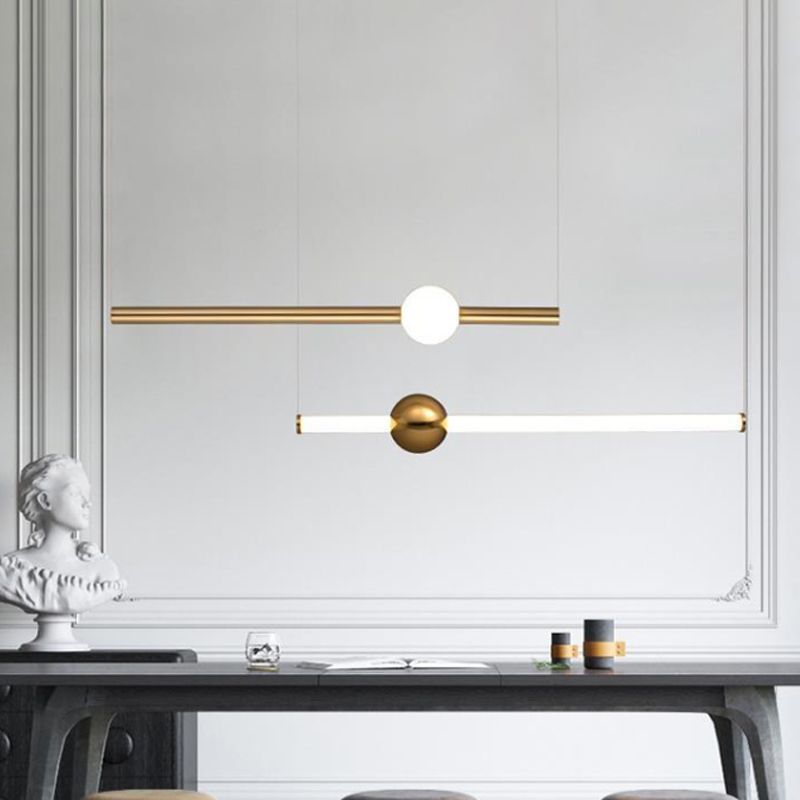 Ray Moderne LED Suspension Or Blanc Métal Verre Salon Salle à manger - Neutralighting