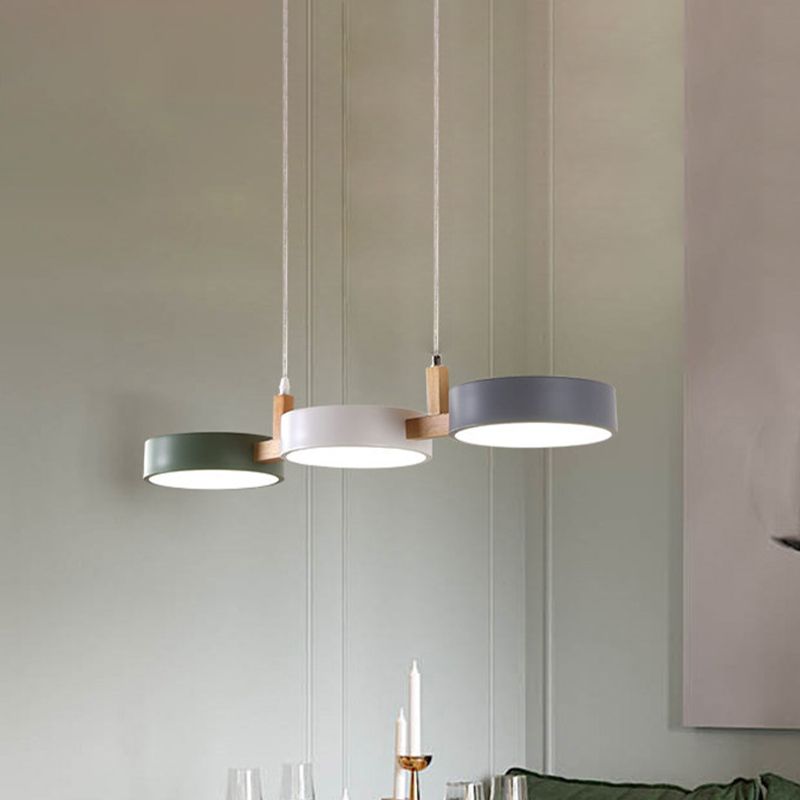 Valentina Suspension Anneau Moderne, Bois/Métal, Blanc/Gris/Vert, Salon - Neutralighting