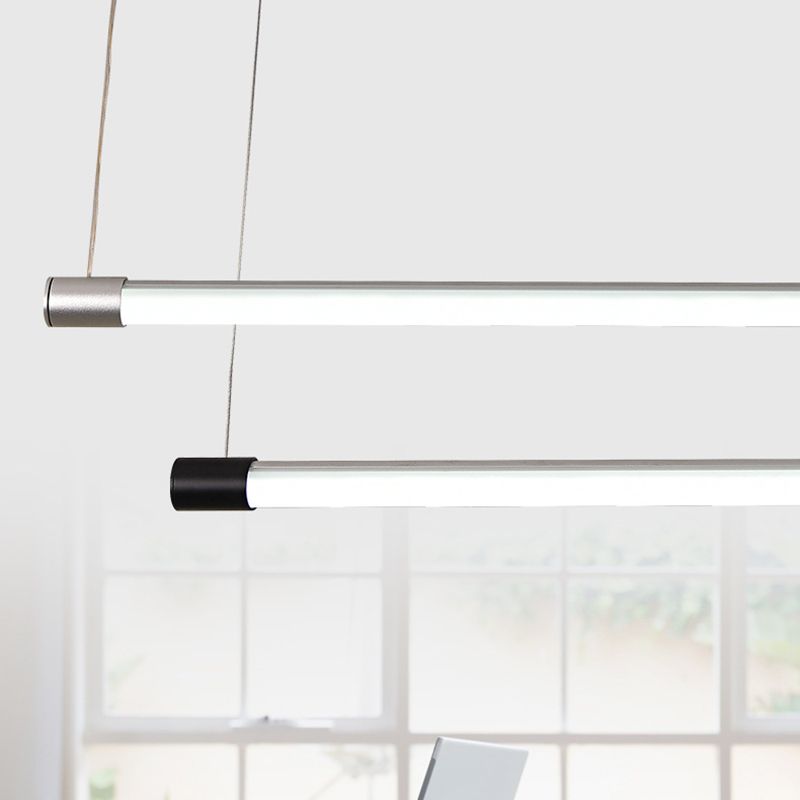 Ray Linéaire LED Suspension Noire Argent Métal Chambre à coucher - Neutralighting