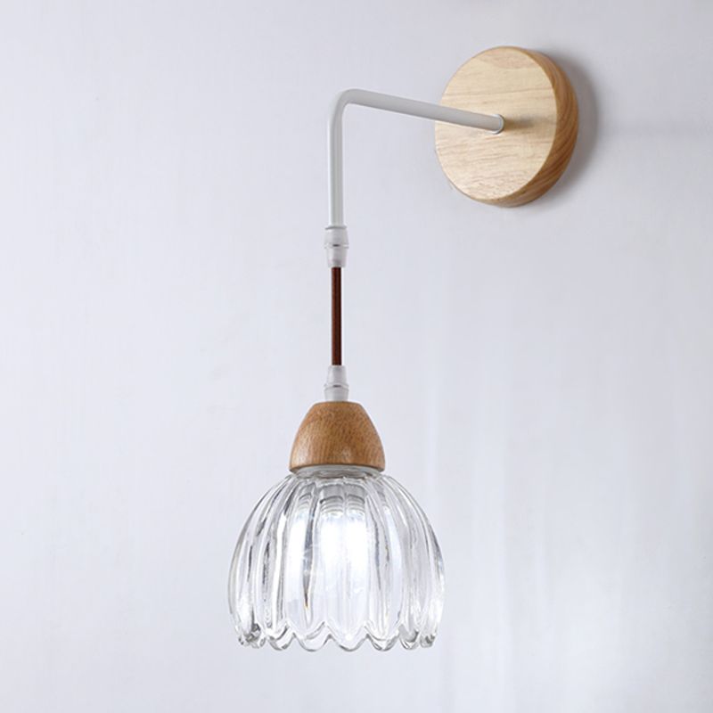 Arisha Applique Murale Fleur Moderne, Bois/Verre, Bois, Cuisine/Couloir - Neutralighting