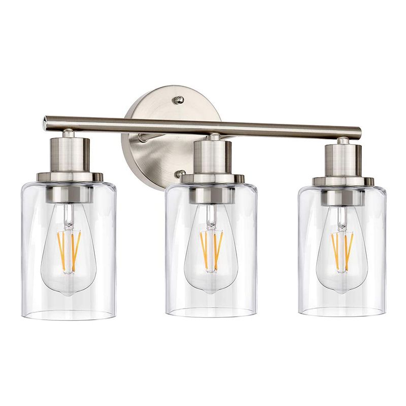 Silva Applique Murale Cylindrique Simple, Métal/Verre, Nickel, Salle de Bain - Neutralighting