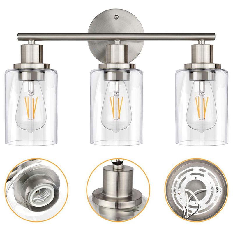 Silva Applique Murale Cylindrique Simple, Métal/Verre, Nickel, Salle de Bain - Neutralighting