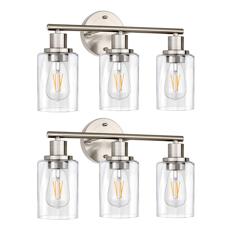 Silva Applique Murale Cylindrique Simple, Métal/Verre, Nickel, Salle de Bain - Neutralighting