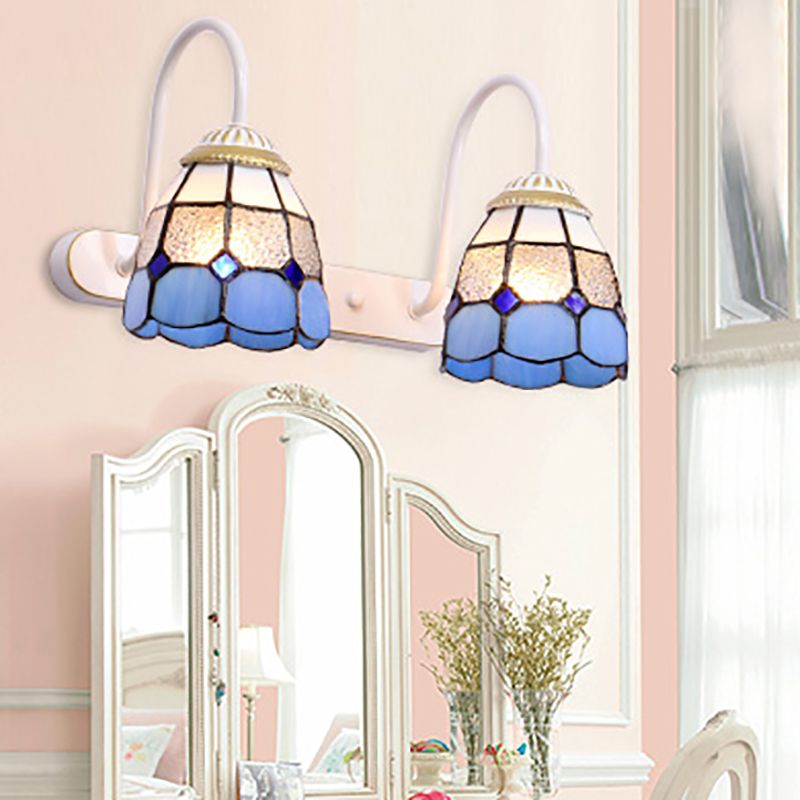 Tiffany Applique Murale Fleur Vintage, Métal, Noir/Bleu/Blanc, Salle de Bain - Neutralighting