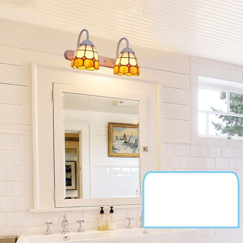 Tiffany Applique Murale Fleur Vintage, Métal, Noir/Bleu/Blanc, Salle de Bain - Neutralighting