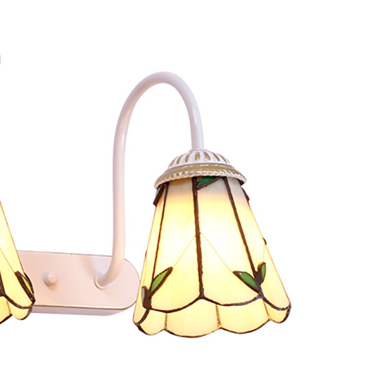 Tiffany Applique Murale Fleur Vintage, Métal, Noir/Bleu/Blanc, Salle de Bain - Neutralighting