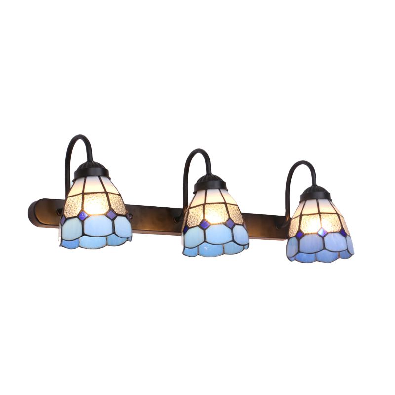 Tiffany Applique Murale Fleur Vintage, Métal, Noir/Bleu/Blanc, Salle de Bain - Neutralighting