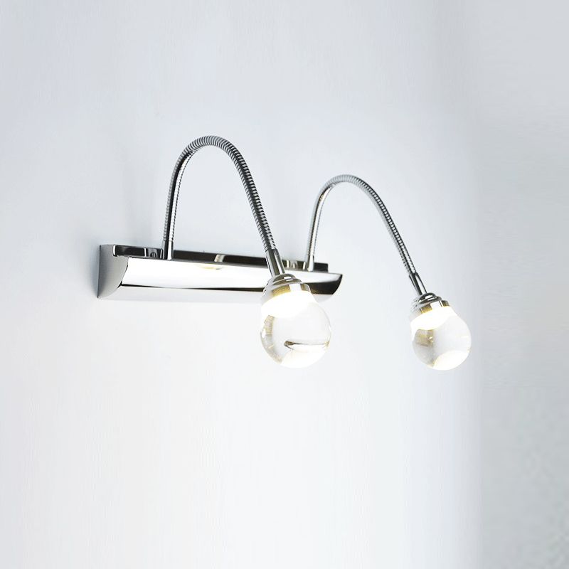 Arisha Applique Murale Miroir Boule Moderne, Métal/Acryliuqe, Argent, Salle de Bain - Neutralighting