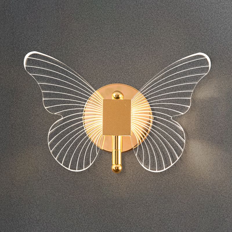 Arisha Applique Miroir Papillon Design, Métal/Acrylique, Or, Chambre - Neutralighting