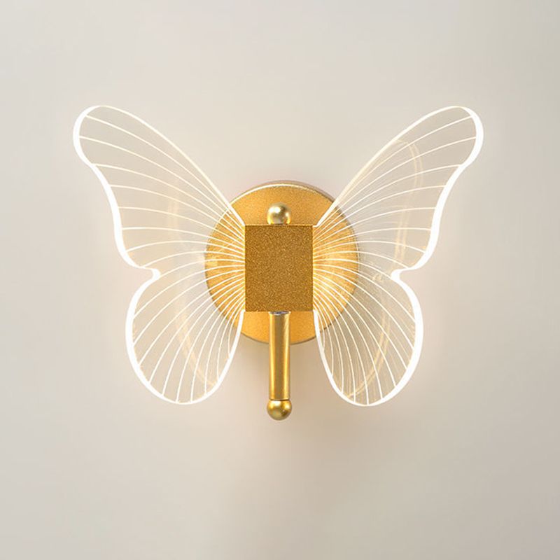 Arisha Applique Miroir Papillon Design, Métal/Acrylique, Or, Chambre - Neutralighting