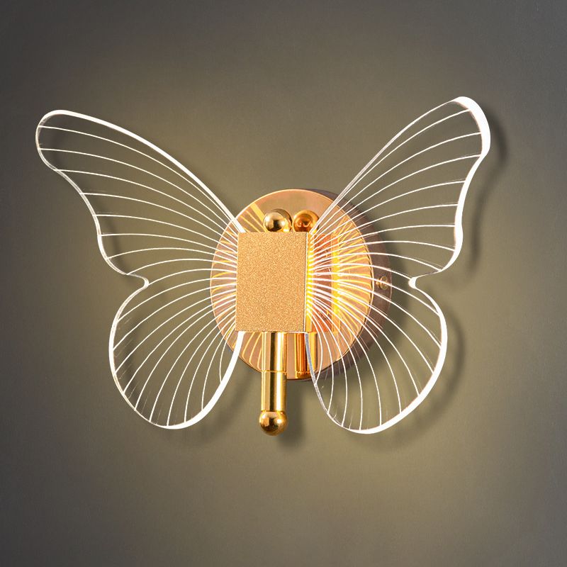 Arisha Applique Miroir Papillon Design, Métal/Acrylique, Or, Chambre - Neutralighting
