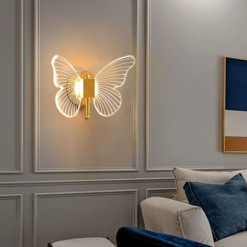 Arisha Applique Miroir Papillon Design, Métal/Acrylique, Or, Chambre - Neutralighting