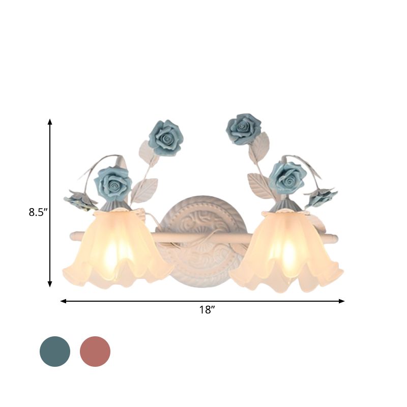 Ray Applique Murale Miroir de Forme de Fleur Vintage, Métal/Verre, Rose/Bleu, Salon - Neutralighting