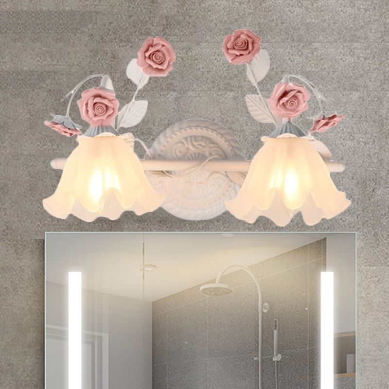 Ray Applique Murale Miroir de Forme de Fleur Vintage, Métal/Verre, Rose/Bleu, Salon - Neutralighting