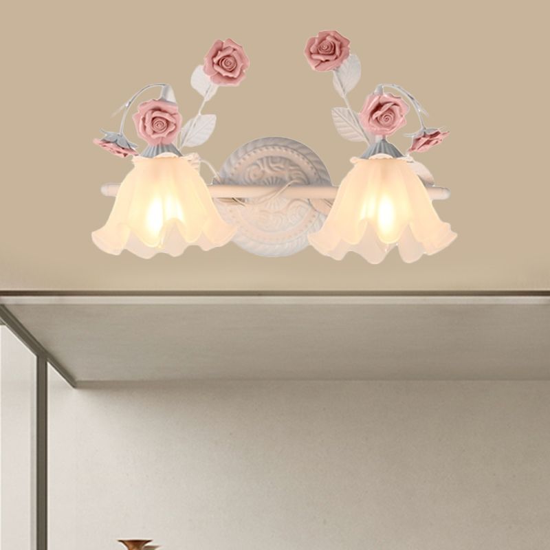 Ray Applique Murale Miroir de Forme de Fleur Vintage, Métal/Verre, Rose/Bleu, Salon - Neutralighting