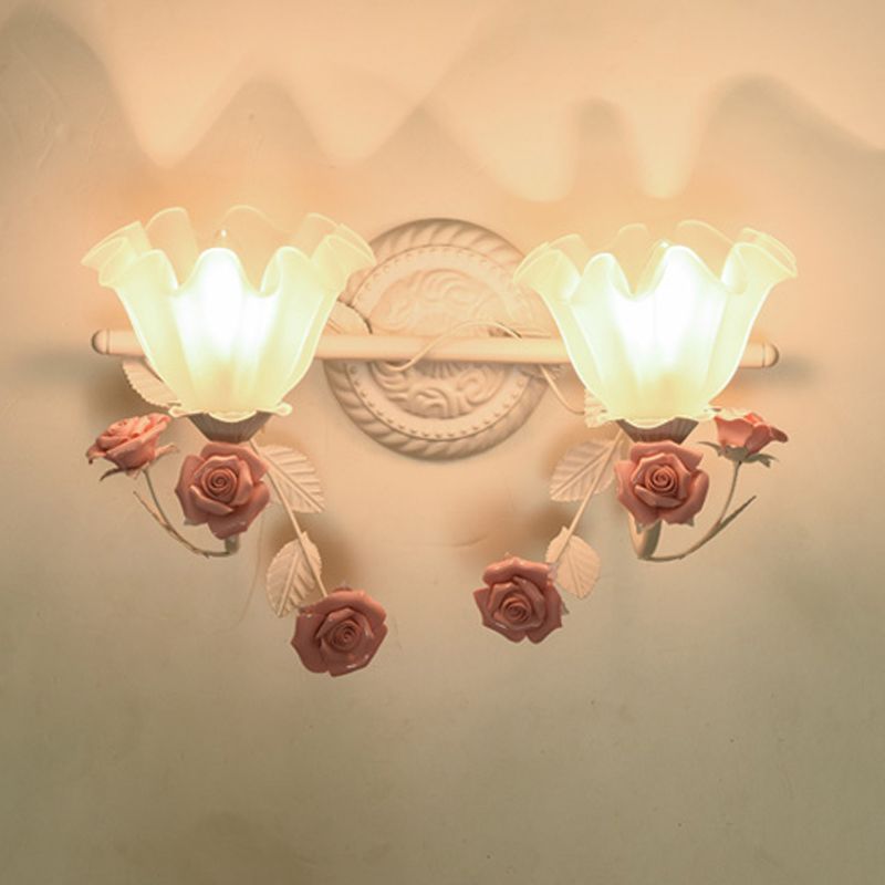 Ray Applique Murale Miroir de Forme de Fleur Vintage, Métal/Verre, Rose/Bleu, Salon - Neutralighting