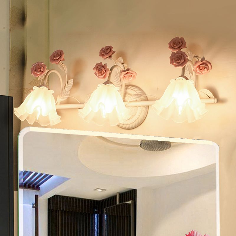 Ray Applique Murale Miroir de Forme de Fleur Vintage, Métal/Verre, Rose/Bleu, Salon - Neutralighting
