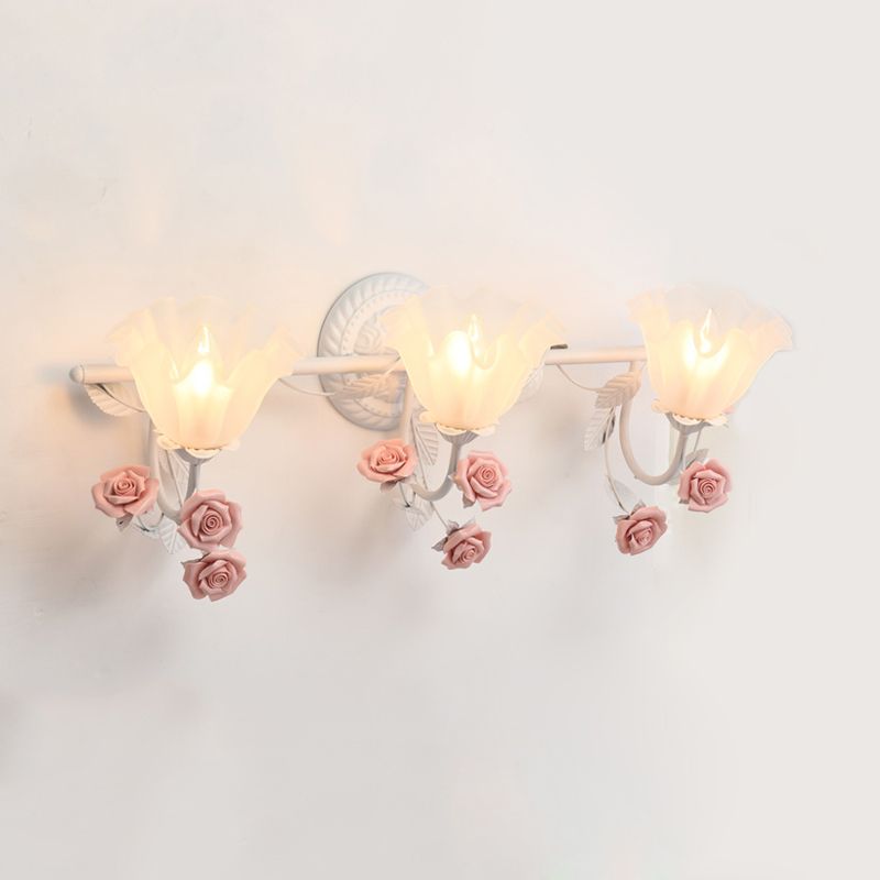 Ray Applique Murale Miroir de Forme de Fleur Vintage, Métal/Verre, Rose/Bleu, Salon - Neutralighting