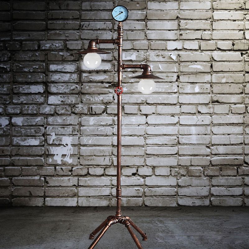Silva Lampadaire Pipe Antique, Métal, Bronze, Salon