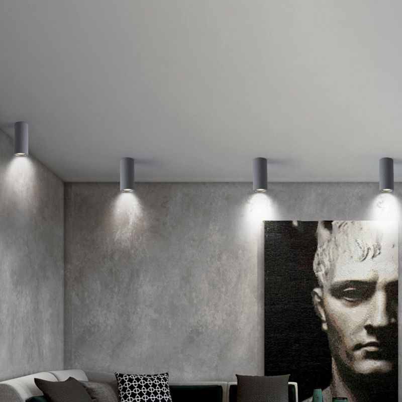 Arisha Plafonnier Cylindre Moderne, Ciment, Blanc/Gris Foncé/Gris Clair, Salon