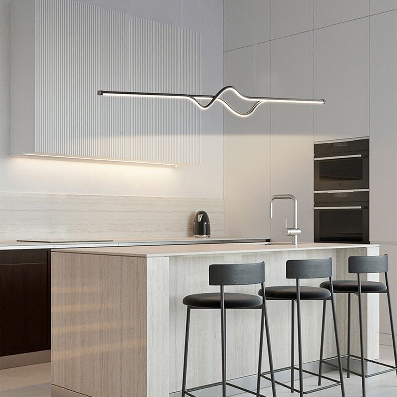 Arisha Suspension Linéaire Minimaliste, Noir/Blanc/Gris, Salon - Neutralighting