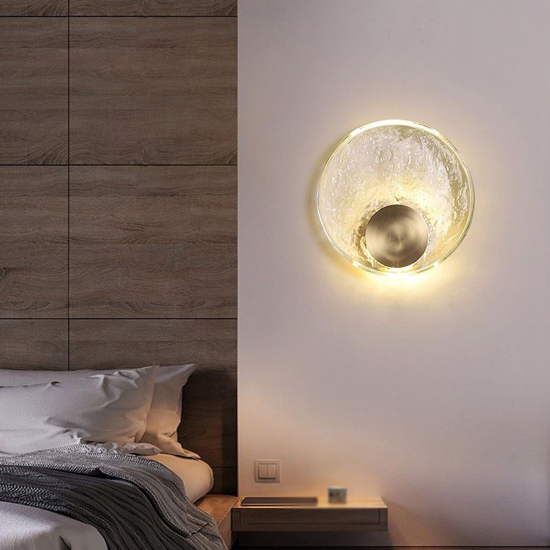 Kristy Applique Murale Rounde Moderne, Cristal/Métal, Or, Chambre à Coucher - Neutralighting
