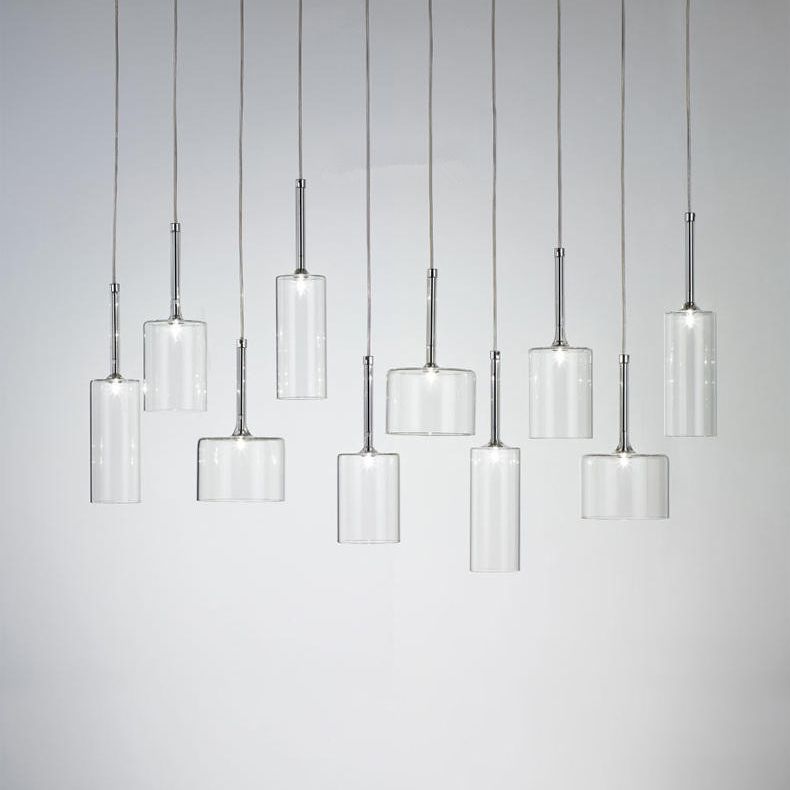 Priya Lustre Suspension Moderne Minimaliste Verre Clair/Gris Bar - Neutralighting
