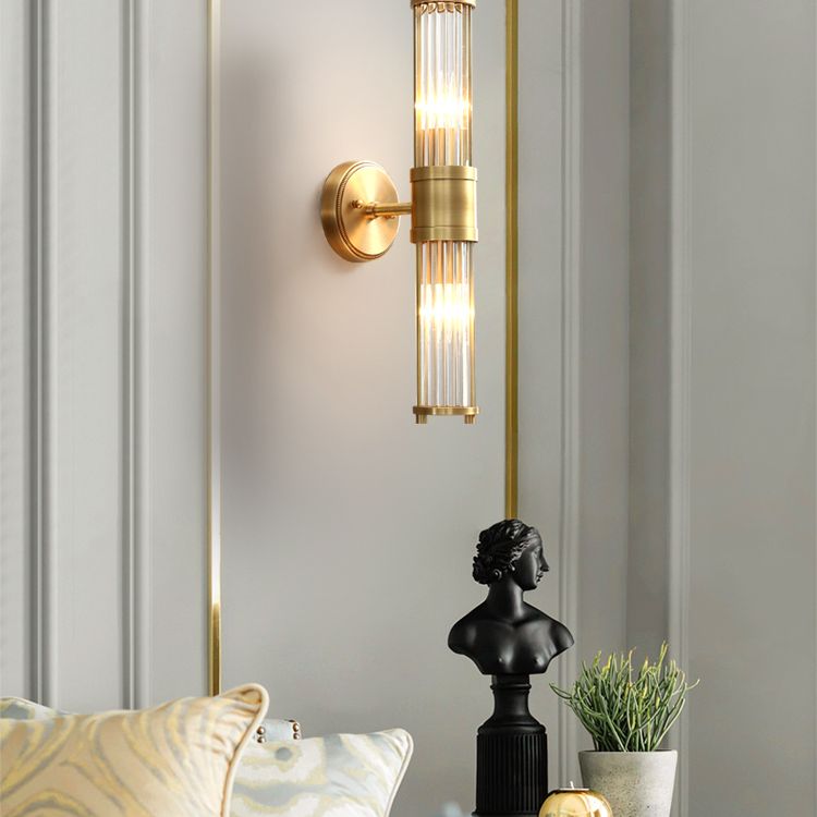 Tyra LED Applique Murale Cylindrique Vintage Métal/Verre Or - Neutralighting