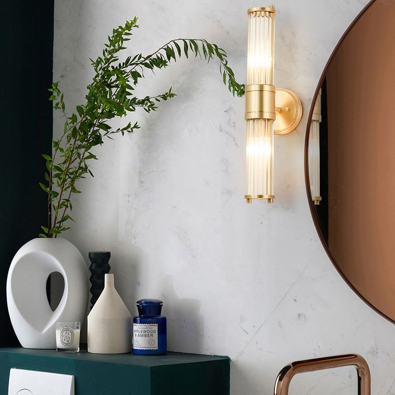 Tyra LED Applique Murale Cylindrique Vintage Métal/Verre Or - Neutralighting