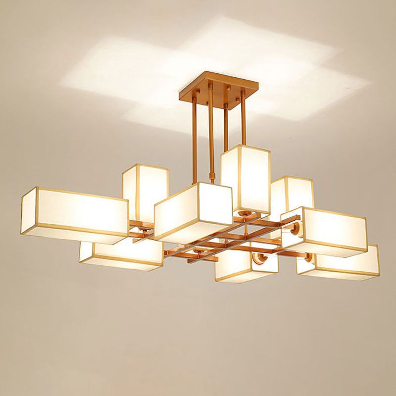 Arisha Lustre Carré Contemporain, Metal/Tissu, Noir/Or, Chambre - Neutralighting
