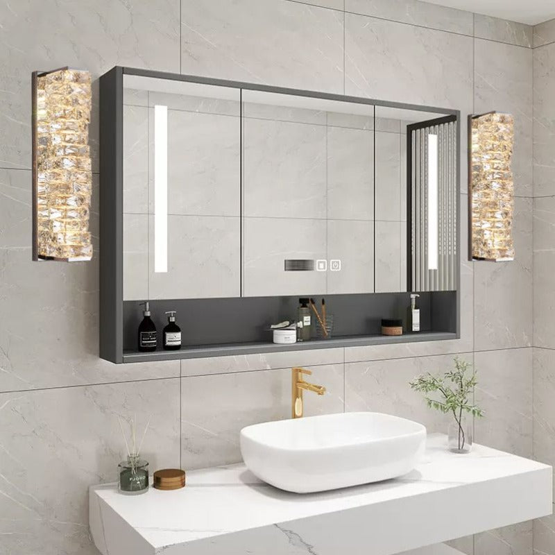 Kristy Applique Murale Rectangulaire Luxe, Métal/Cristal, Or/Chormé, Salon - Neutralighting
