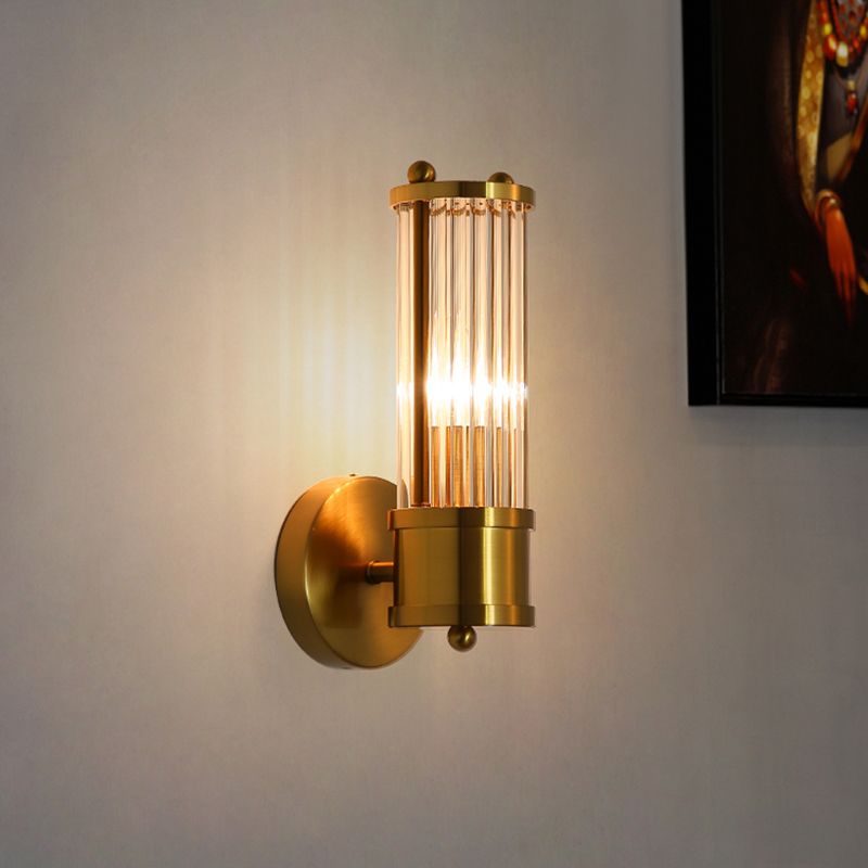 Tyra LED Applique Murale Cylindrique Vintage Métal/Verre Or - Neutralighting