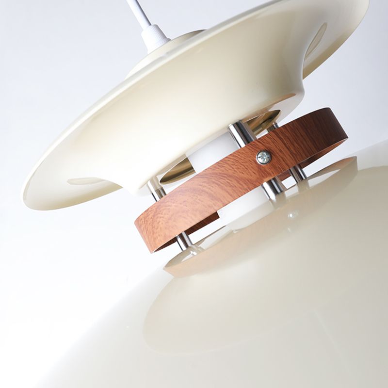 Valentina Suspension Bol Moderne, Métal, Blanc/Bois/Marron, Salon - Neutralighting