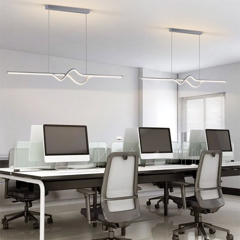Arisha Suspension Linéaire Minimaliste, Noir/Blanc/Gris, Salon - Neutralighting