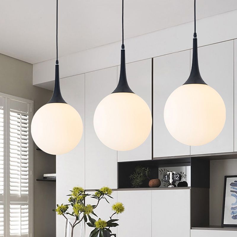Valentina Simple LED Suspension Blanc/Noir Verre Chambre à coucher Salon - Neutralighting