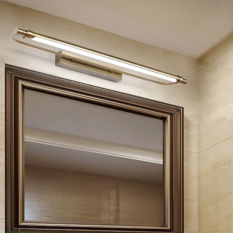 Arisha Applique Murale LED Minimaliste Linéaire, Métal/Acrylique, Or, Salle de Bain - Neutralighting