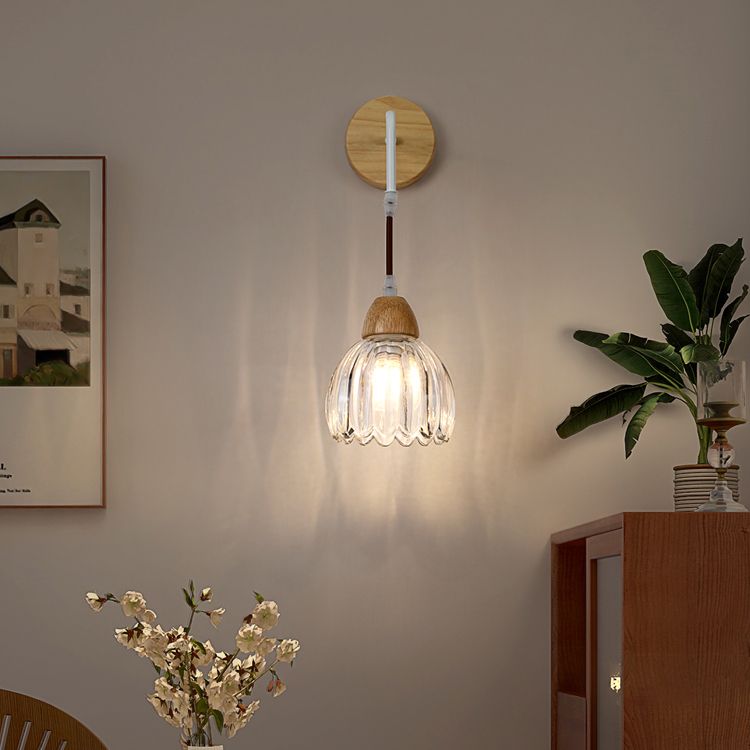 Arisha Applique Murale Fleur Moderne, Bois/Verre, Bois, Cuisine/Couloir - Neutralighting