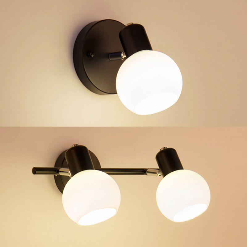 Valentina Applique Murale Boule Moderne, Verre/Métal, Noir/Blanc, Salon - Neutralighting