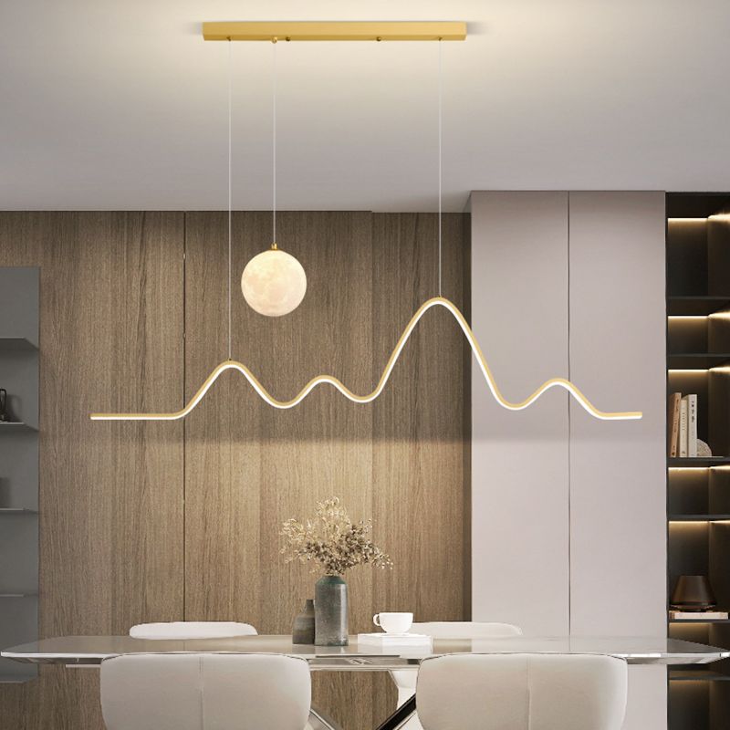 Arisha Suspension Linéaire Naturelle, Noir/Blanc/Or, Salon