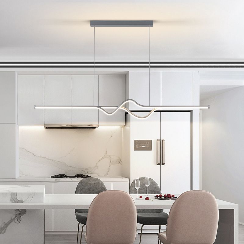 Arisha Suspension Linéaire Minimaliste, Noir/Blanc/Gris, Salon - Neutralighting