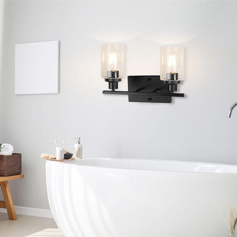 Silva Applique Murale Miroir Cylindrique Moderne, Verre/Métal, Noir/Or/Nickel, Chambre - Neutralighting