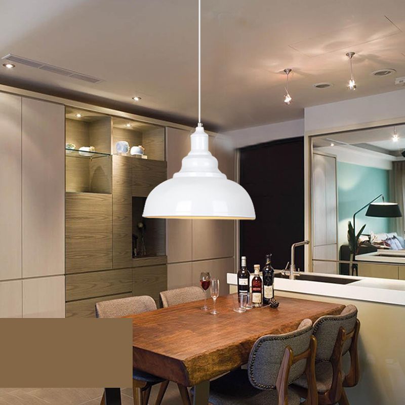 Arisha Rétro Industrielle LED Suspension Noir Blanc Gris Métal Salle à manger - Neutralighting