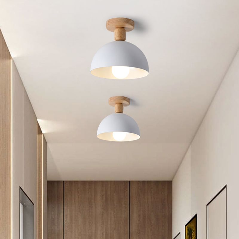 Muto Dôme Moderne LED Plafonnier Blanc/Gris Bois/Métal Salle d'étude - Neutralighting