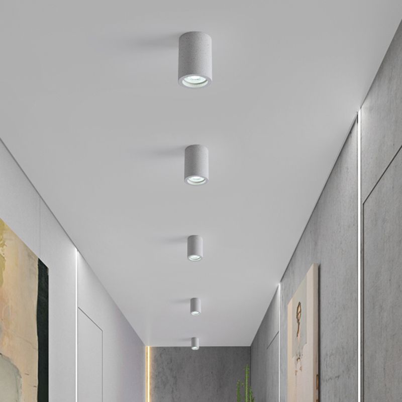 Arisha Plafonnier Cylindre Moderne, Ciment, Blanc/Gris Foncé/Gris Clair, Salon