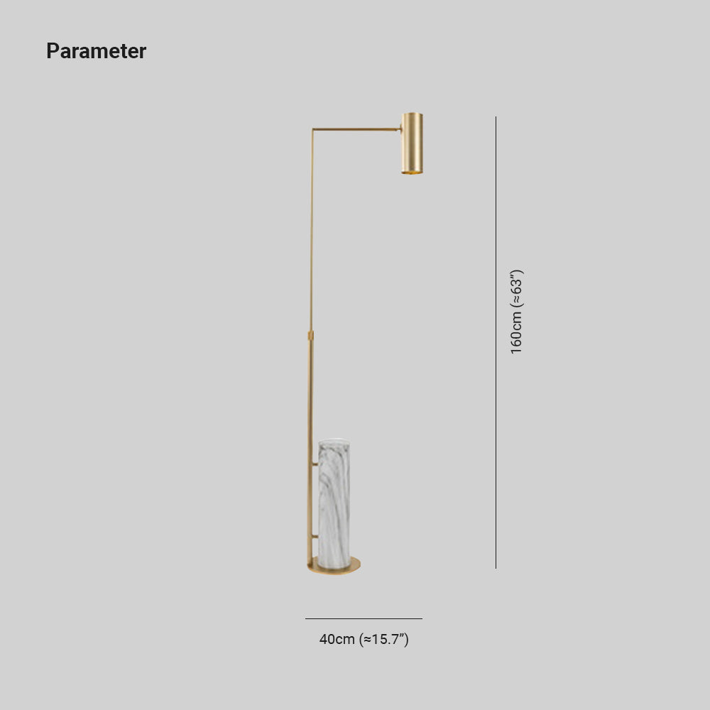 Mira Lampadaire Cylindre Moderne, Marbre/Métal, Doré, Salon - Neutralighting