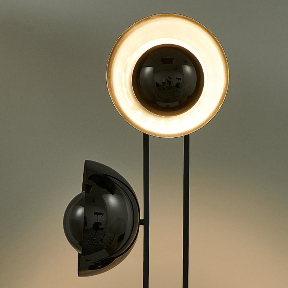 Mira Lampadaire Rond Moderne, Métal/Marbre, Noir, Salon