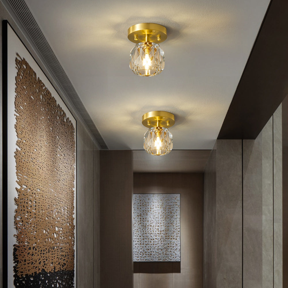 Kristy Plafonnier Diamant Cristal, Métal/Cristal, Doré, Salon - Neutralighting