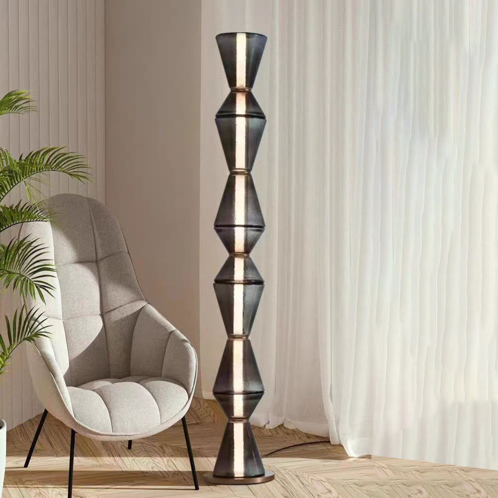 Arisha Suspension/Lampadaire Irrégulier Moderne, Verre/Metal, Noir, Chambre - Neutralighting